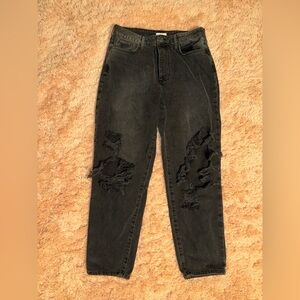 Forever 21 Charcoal Distressed Skinny Jeans